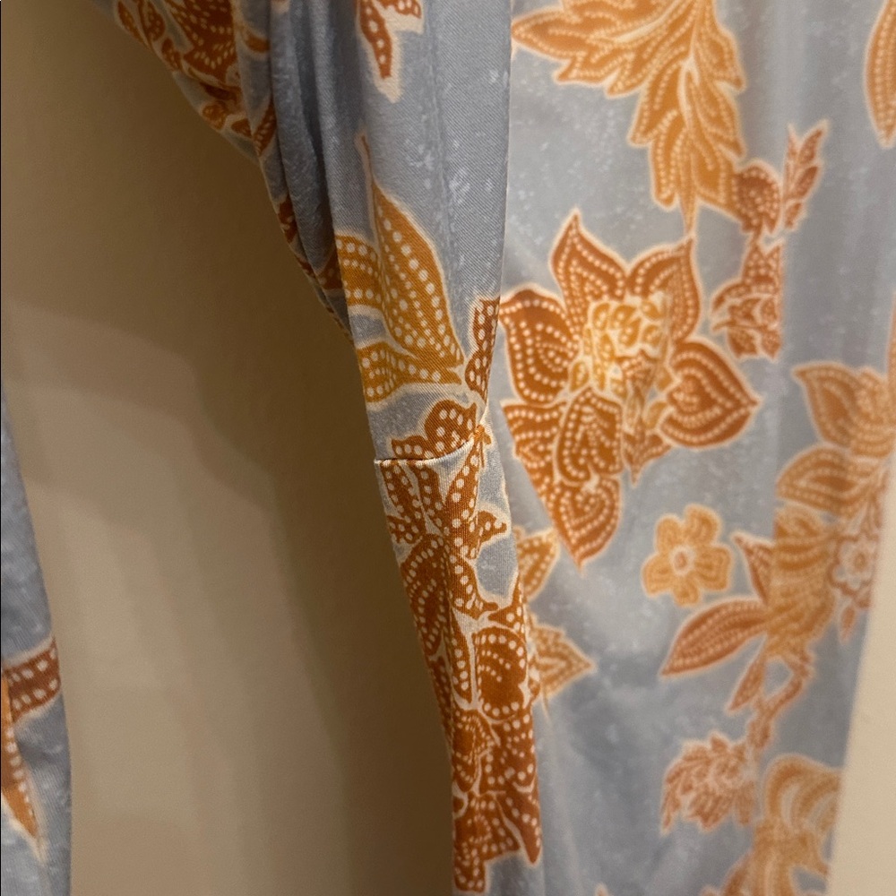 Free People Make a Statement Floral Flare Pants M Preowned Stretchy Comfy Hippie - Picture 5 of 5